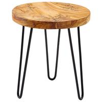STOLIK BOCZNY ROCKY - czarny/kolor drewna tekowego, Lifestyle, metal/drewno (40/40/47cm) - Landscape