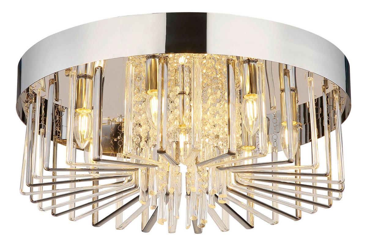 DECKENLEUCHTE 67343 KIRINA - Klar/Chromfarben, Konventionell, Glas/Metall (60/27cm) - Globo