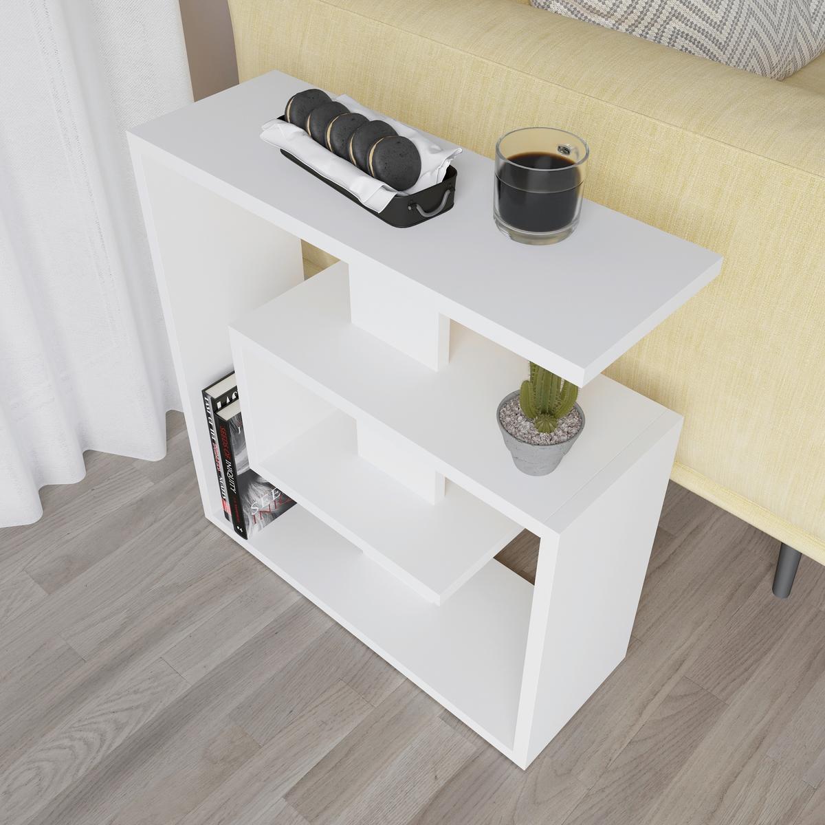 Beistelltisch Saly ca. 55x20x57 cm Weiß - Weiß, Design, Holzwerkstoff (55/20/57cm) - Livetastic