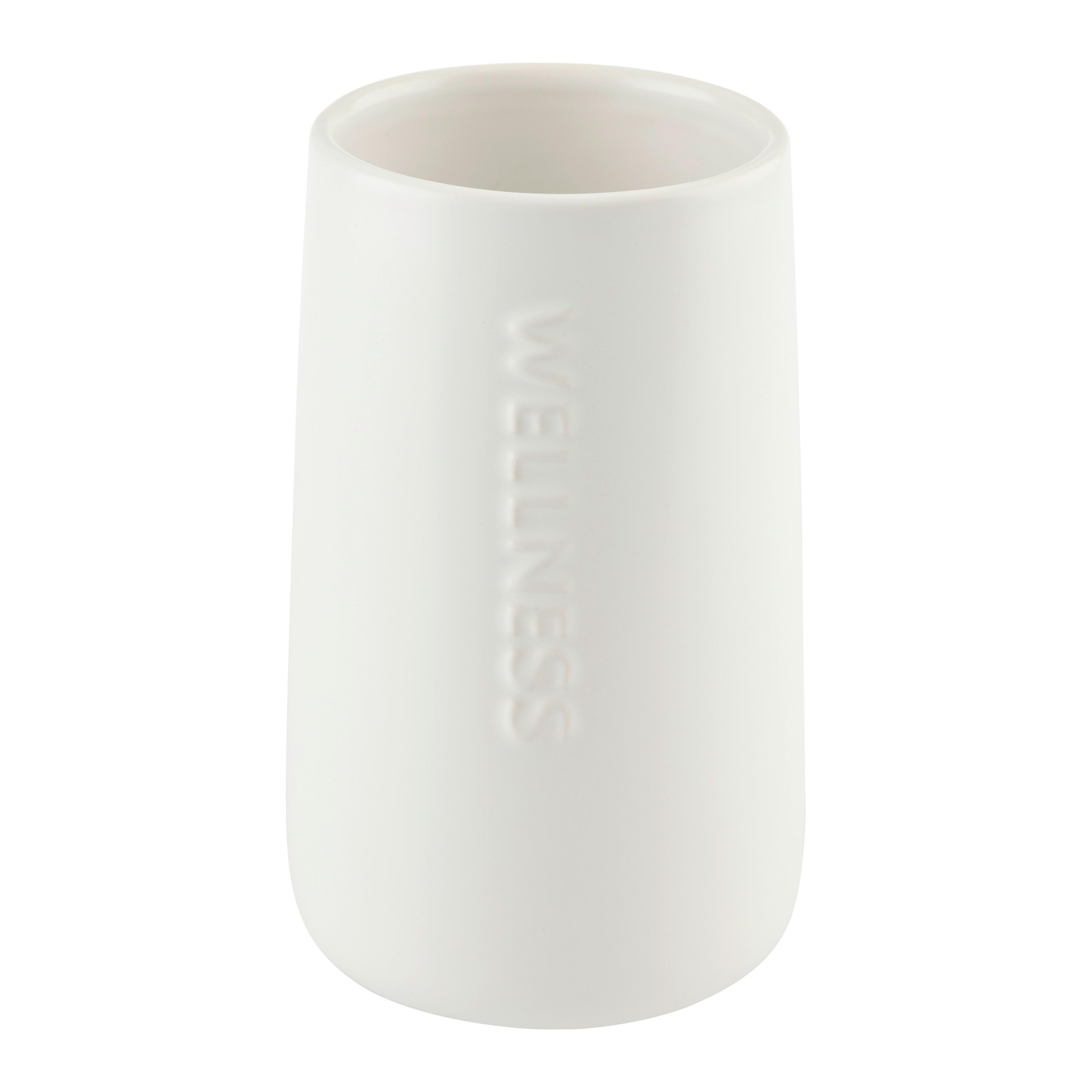 ZAHNPUTZBECHER EDNA - Weiß, MODERN, Keramik/Kunststoff (8,5/14,2cm) - Mömax