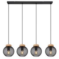 Hängeleuchte Pablo max. 40 Watt - Schwarz/Braun, MODERN, Holz/Metall (95/20/120cm)