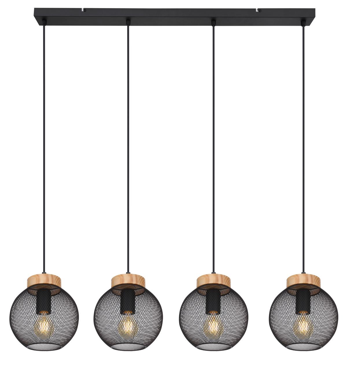 Hängeleuchte Pablo max. 40 Watt - Schwarz/Braun, MODERN, Holz/Metall (95/20/120cm)
