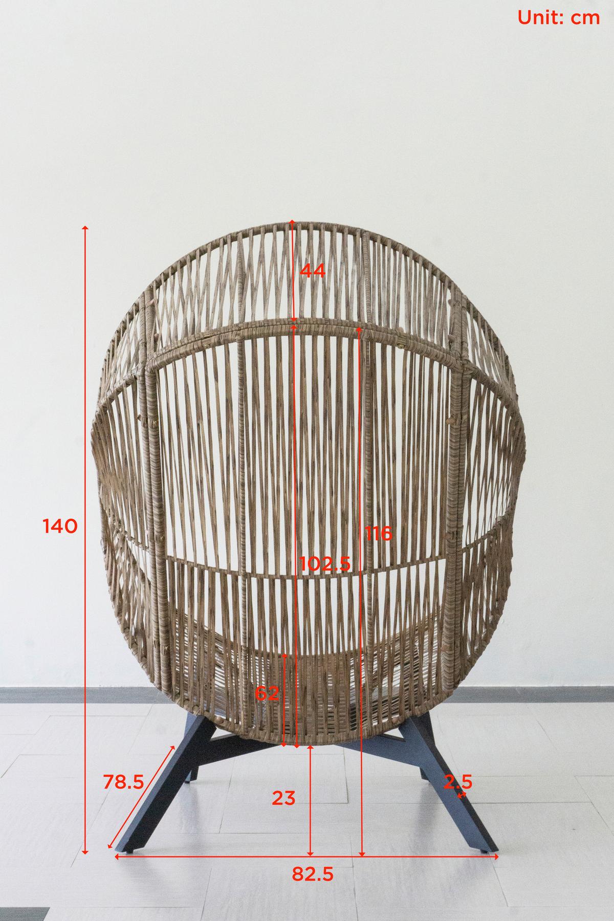 FOTEL TARASOWY WILLI SCHWARZ - kolor naturalny/czarny, Design, tworzywo sztuczne/metal (96/140/101cm) - Ambia Garden