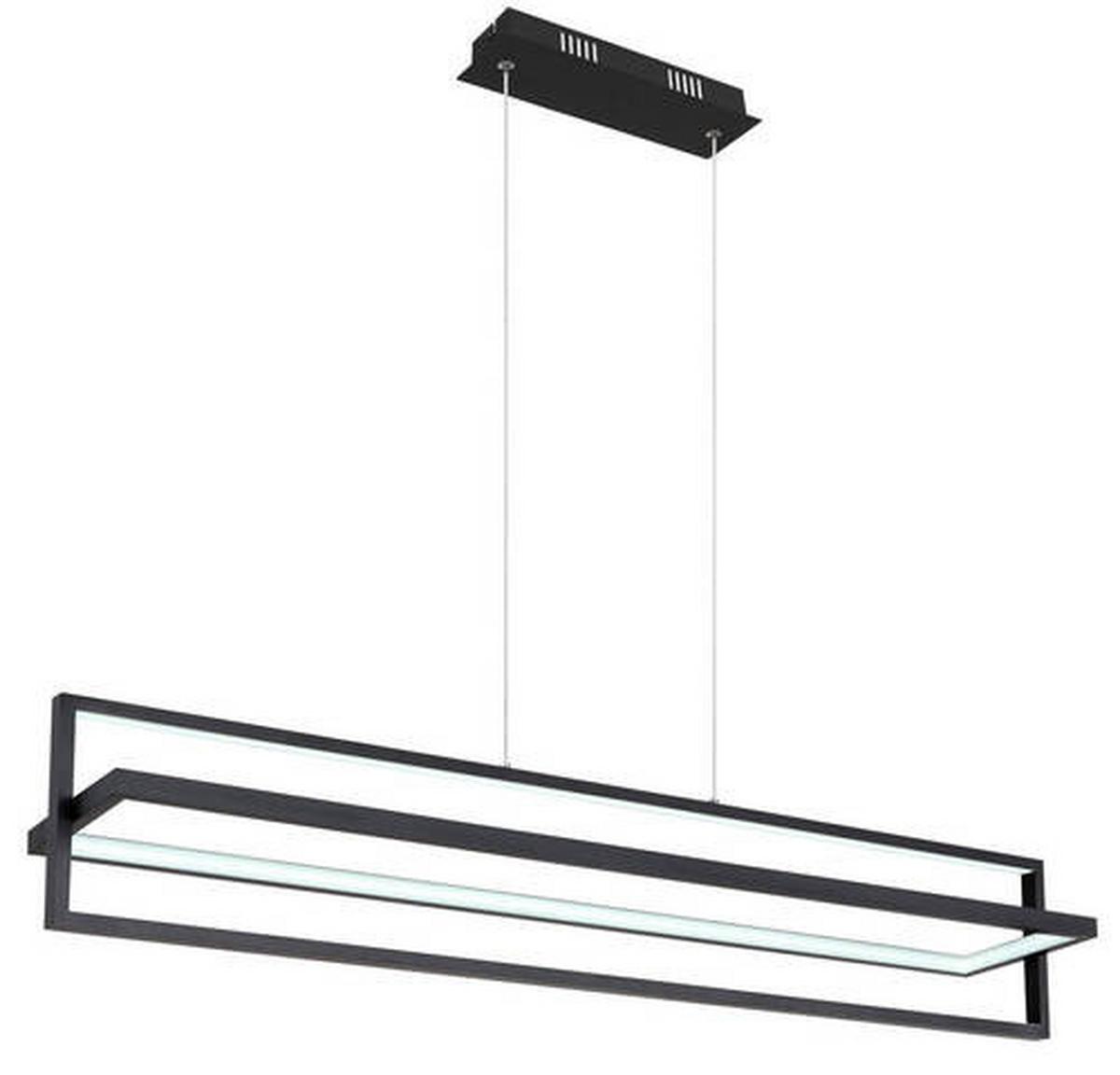 Hängeleuchte Flips Opal/Schwarz max. 43 Watt - Opal/Schwarz, Trend, Kunststoff/Metall (102/18/120cm) - Globo