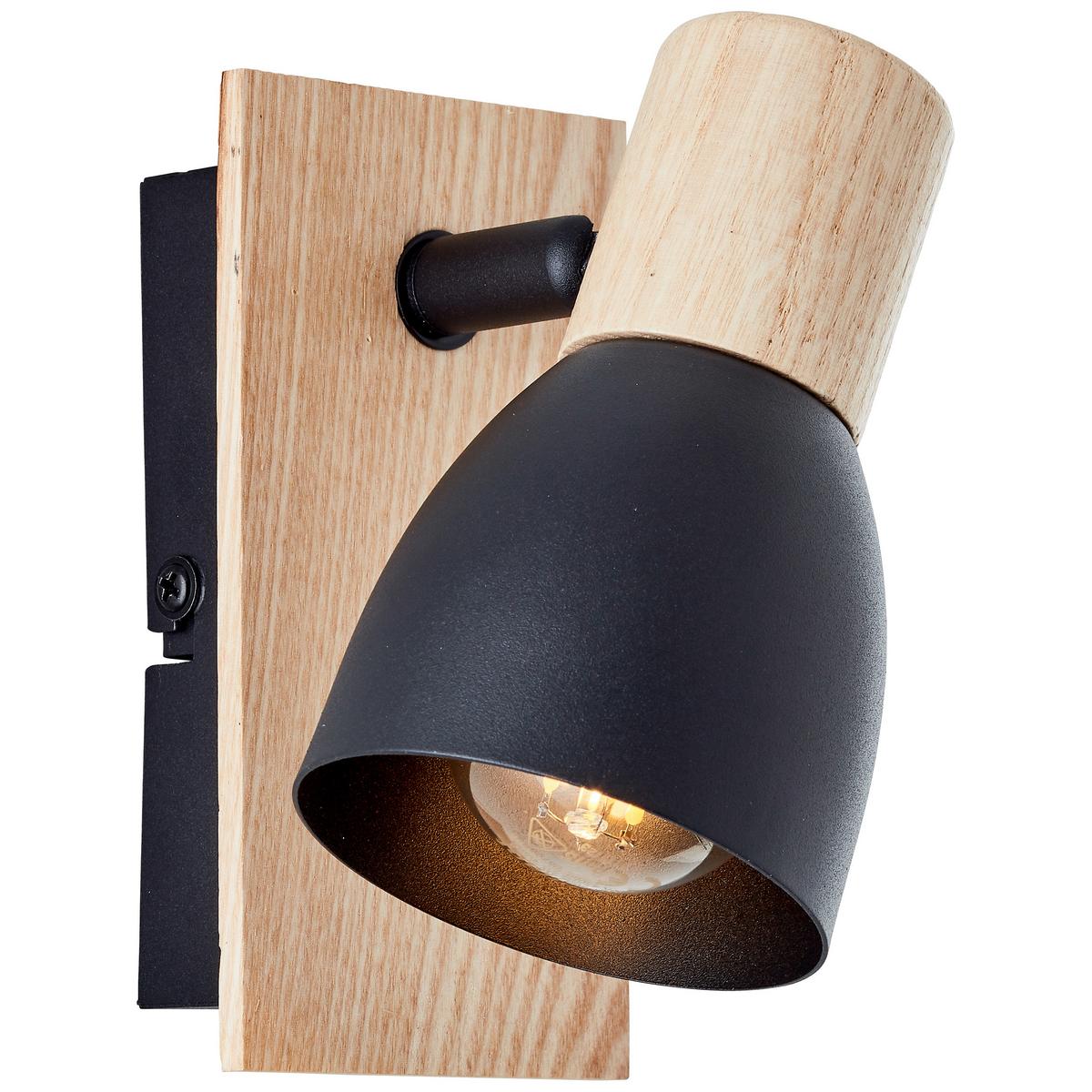 Strahler Daintree Schwarz/Natur max. 28 Watt - Schwarz/Naturfarben, Basics, Holz/Metall (14/7cm) - Brilliant