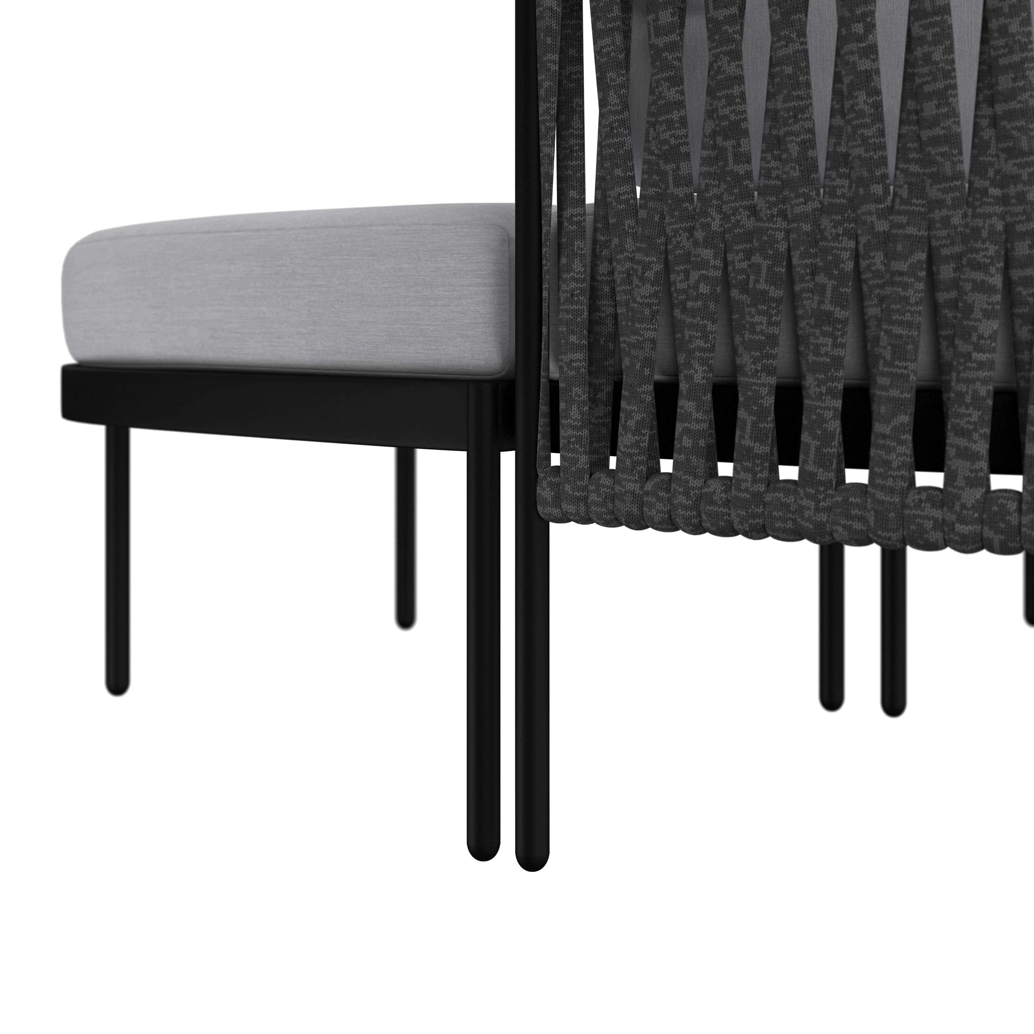 RUND SOLSÄNG LUCIEN - mörkgrå/ljusgrå, Modern, metall/textil (150/64/76cm) - Bessagi Garden