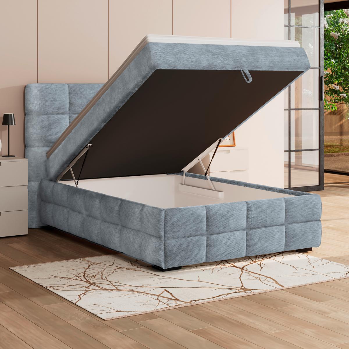 PAT BOX VEGA - albastru deschis/verde, Trend, lemn/textil (140/200cm) - Modern Living