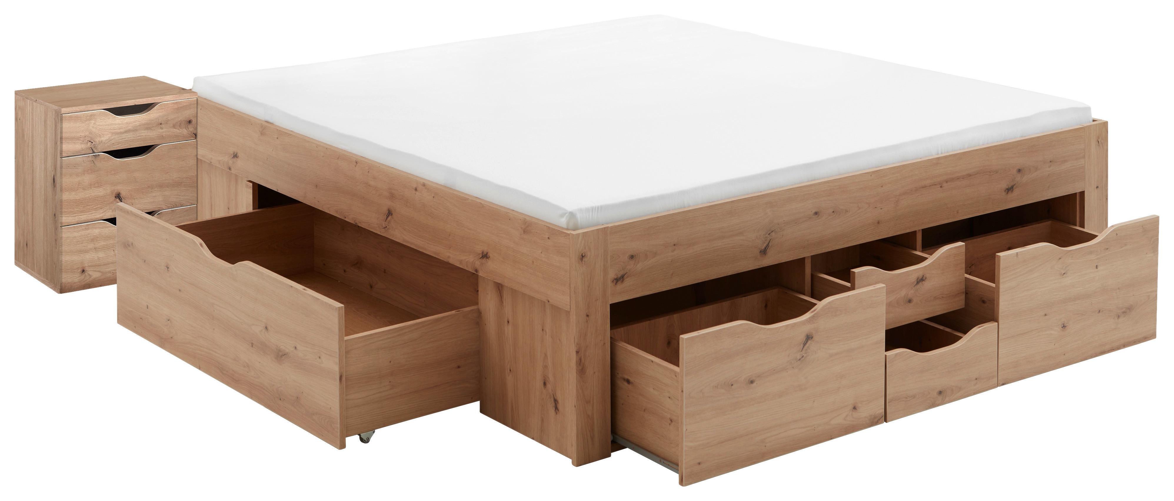 Stauraumbett Noah in Eiche Artisan ca. 180x200cm - Eiche Artisan, KONVENTIONELL, Holzwerkstoff (180/200cm) - Mömax