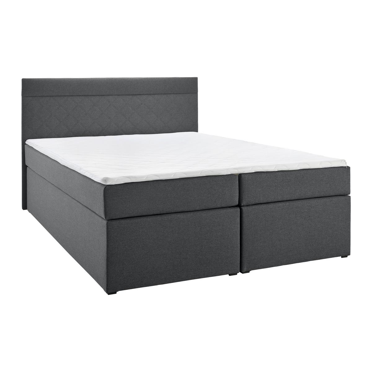Boxspringbett ROSA anthrazit. ca 140x200cm ink. Topper - Dunkelgrau/Anthrazit, Modern, Holz/Holzwerkstoff (140/200cm) - Bessagi Home
