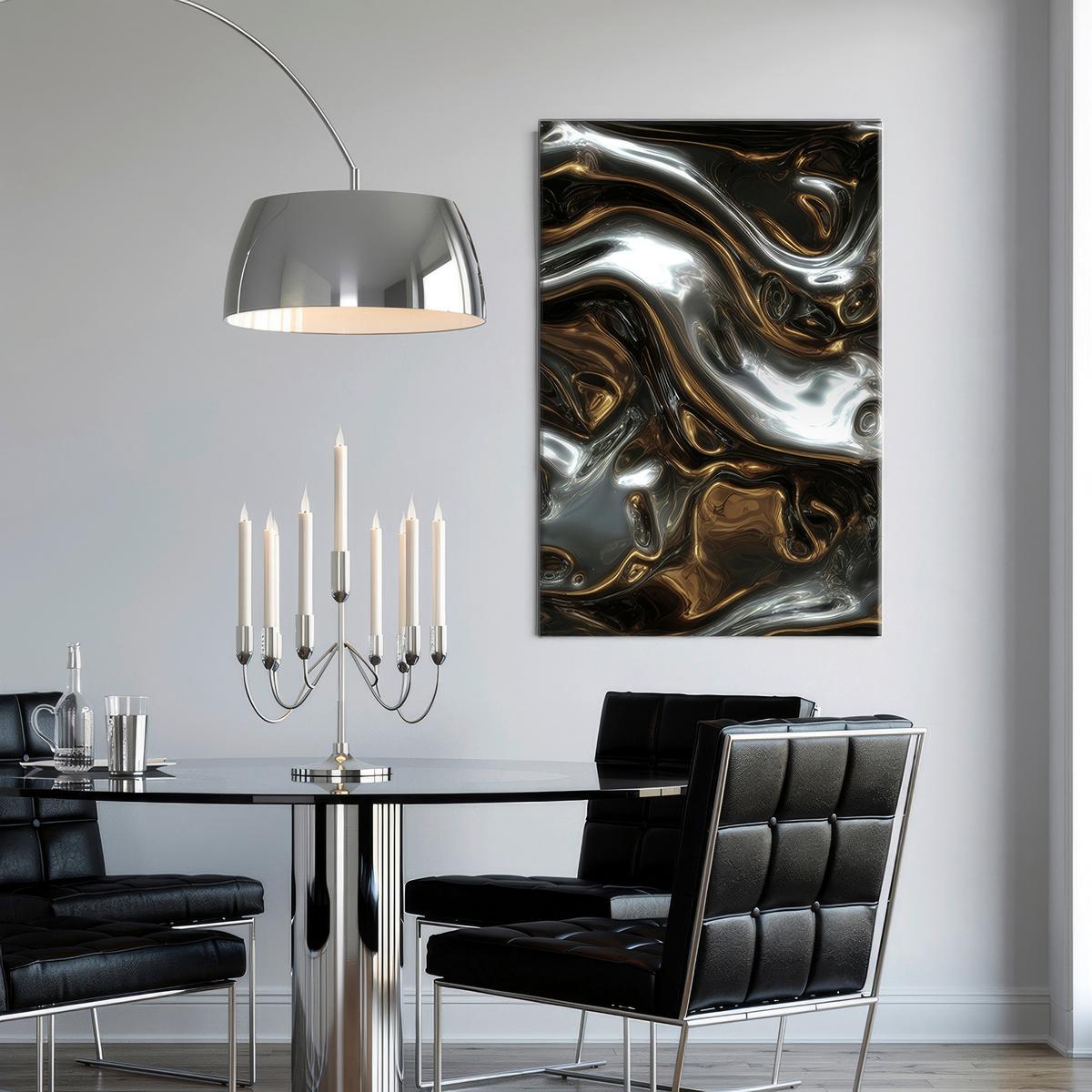 Leinwandbild Silver Braun/Schwarz/Silber/Weiß - Silberfarben/Schwarz, Holzwerkstoff/Textil (80/120cm) - Mömax