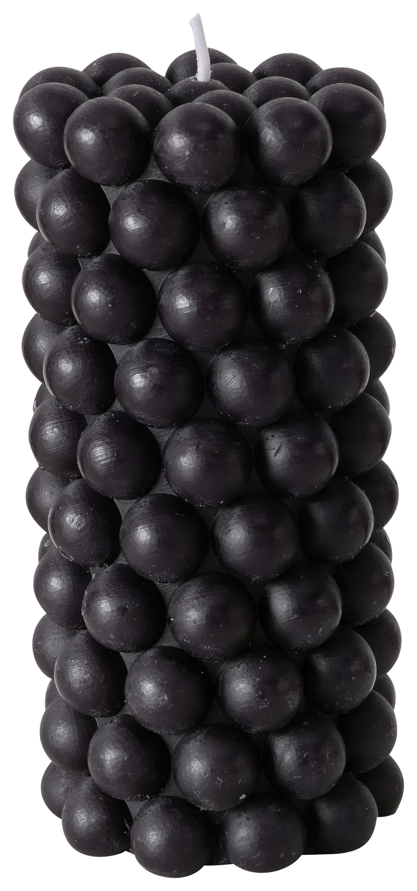 Stumpenkerze Pearls II in Schwarz Ø 7cm - Schwarz, MODERN (7/14cm) - Modern Living