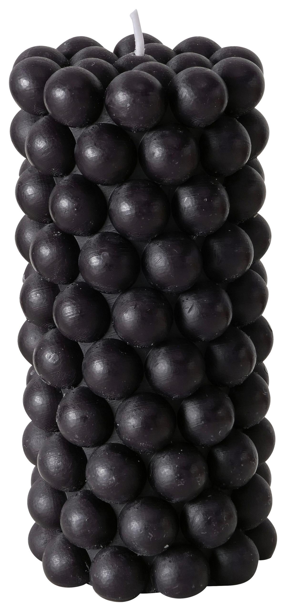 Stumpenkerze PEARLS - Schwarz, Modern (7/14cm) - Modern Living