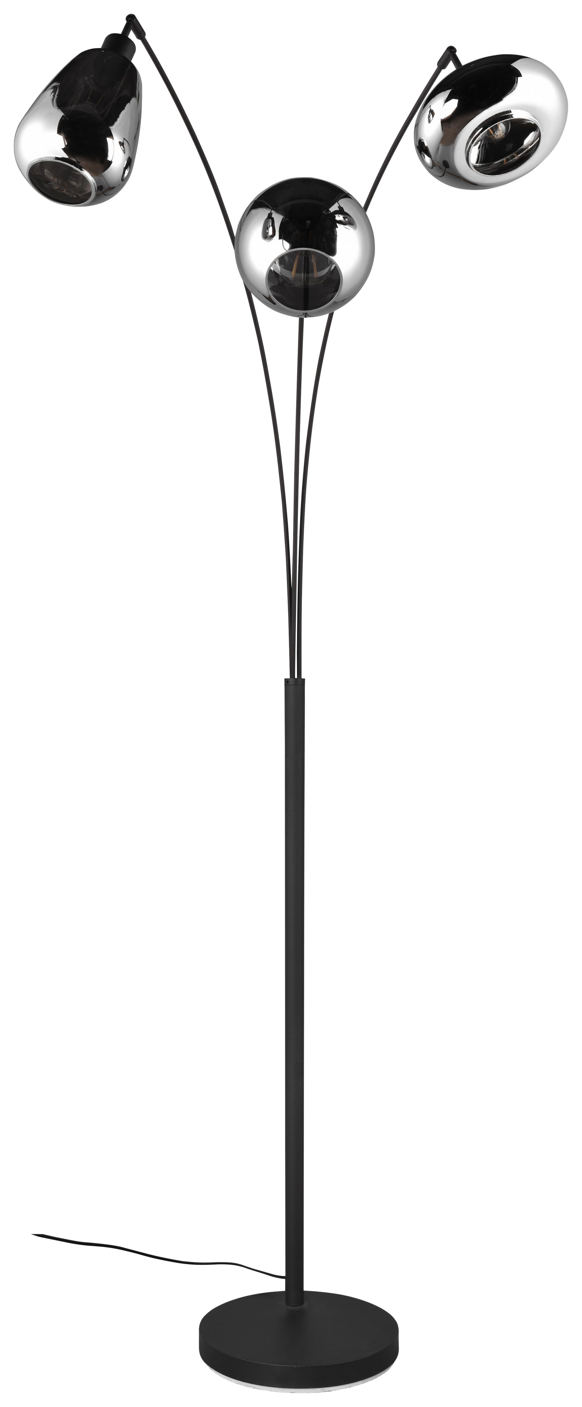 Stehleuchte Lumina Schwarz/Chrom max. 40 Watt - Chromfarben/Schwarz, KONVENTIONELL, Glas/Metall (200/30/71cm) - Trio Leuchten