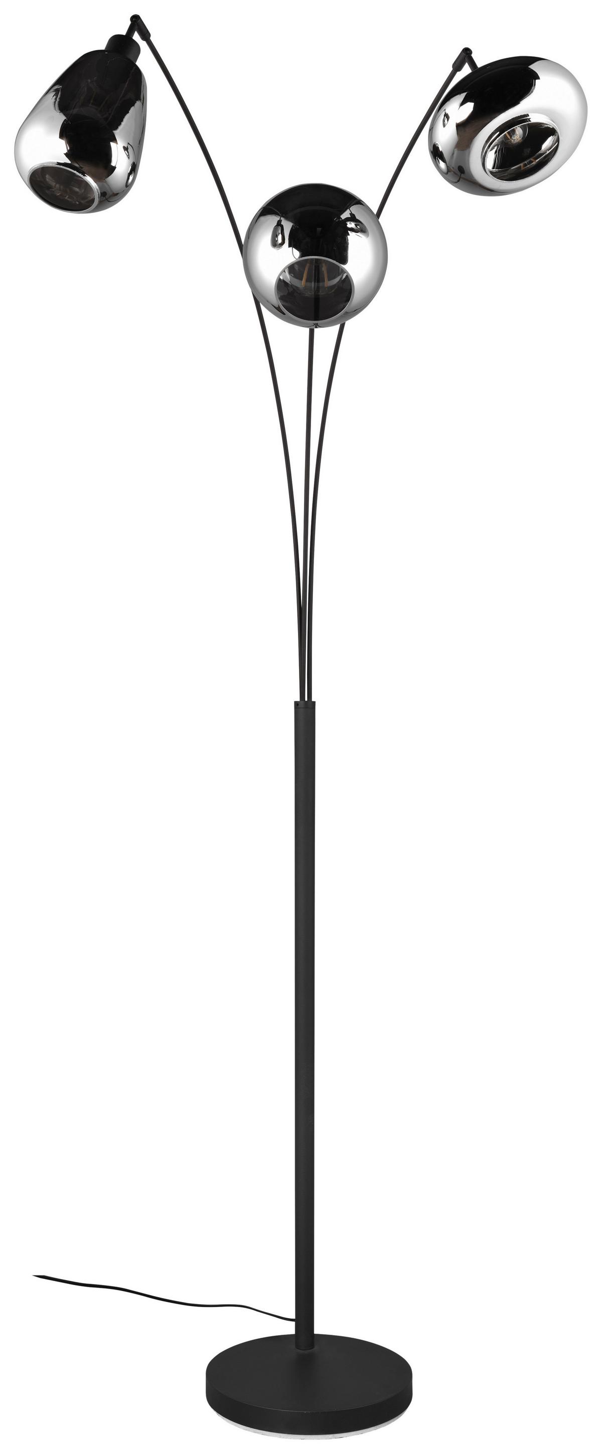 Stehleuchte Lumina Schwarz/Chrom max. 40 Watt - Chromfarben/Schwarz, KONVENTIONELL, Glas/Metall (200/30/71cm) - Trio Leuchten
