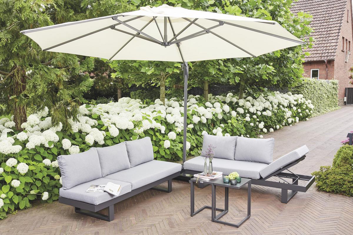 Ampelschirm Sunset N+ Ø 350 H: 252 cm Anthrazit/Creme - Anthrazit/Creme, KONVENTIONELL, Textil/Metall (350/350cm) - Siena Garden