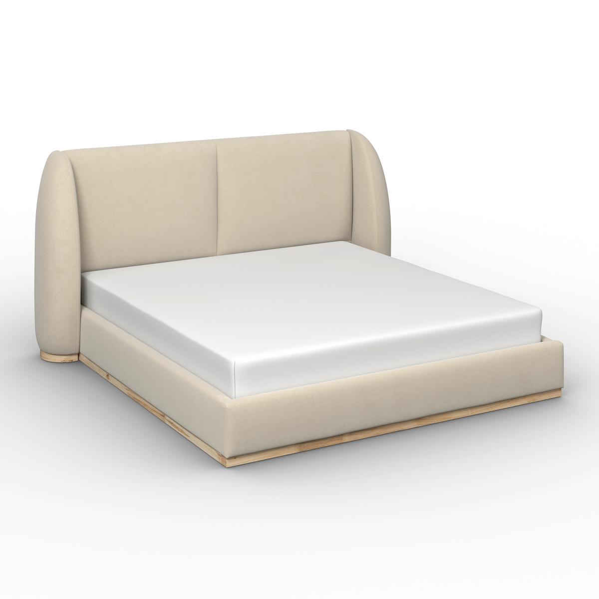 Polsterbett Frida Hellbeige ca. 180x200 cm - Beige/Schwarz, MODERN, Holz/Textil (180/200cm) - Bessagi Home