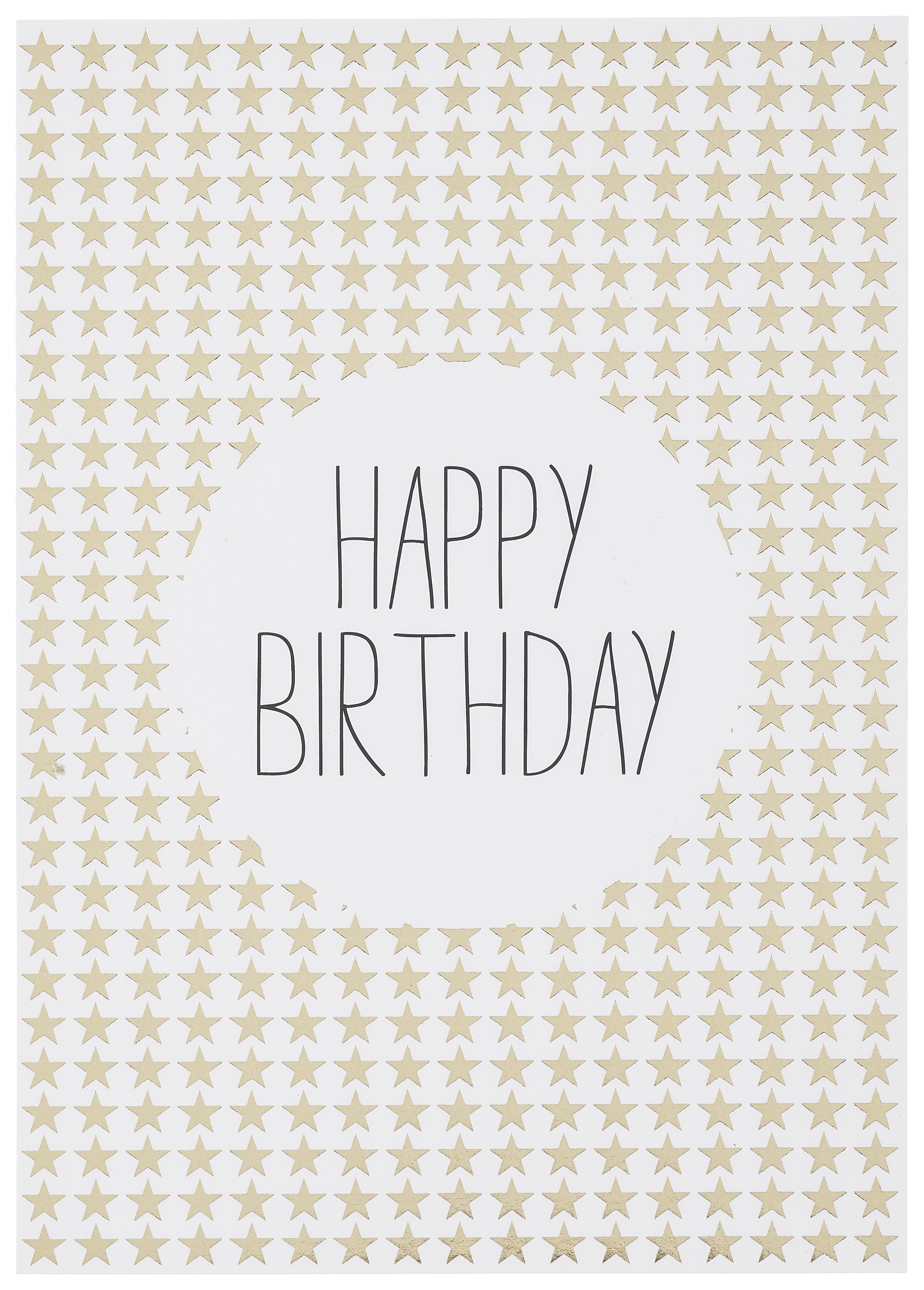 POSTKARTE Happy Birthday - Goldfarben/Schwarz, MODERN, Papier (10,5/14,8cm)