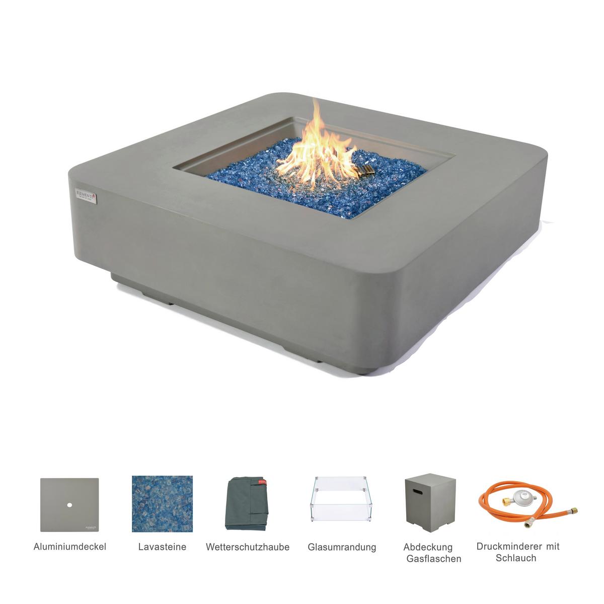 Feuerstelle Lucerne Hellgrau - Hellgrau, KONVENTIONELL, Stein/Metall (107/35/107cm) - Gardenson