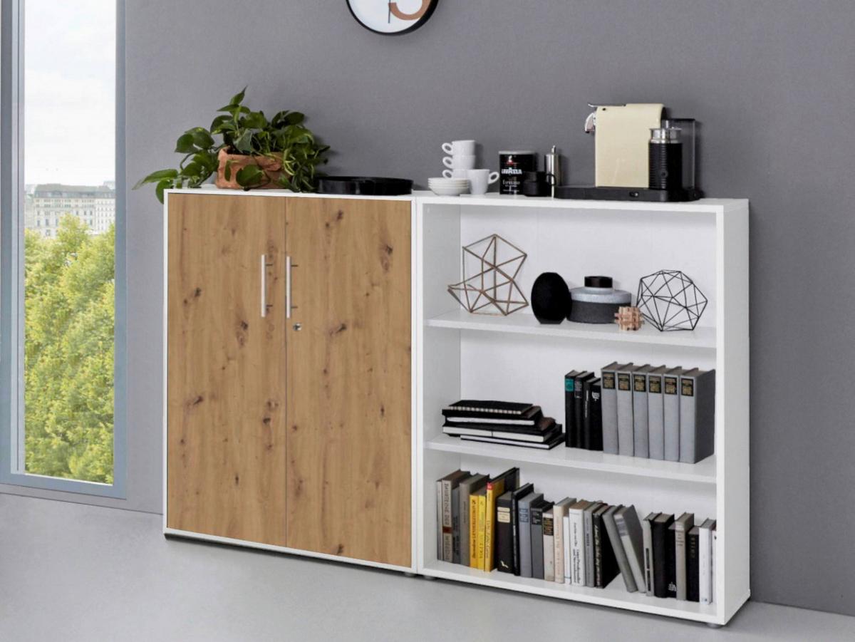 AKTENSCHRANK OFFICE EDITION-SW SET 1 NIEDR. - Eiche Artisan/Weiß, MODERN, Holzwerkstoff (168,8/113,6/33cm) - MID.YOU