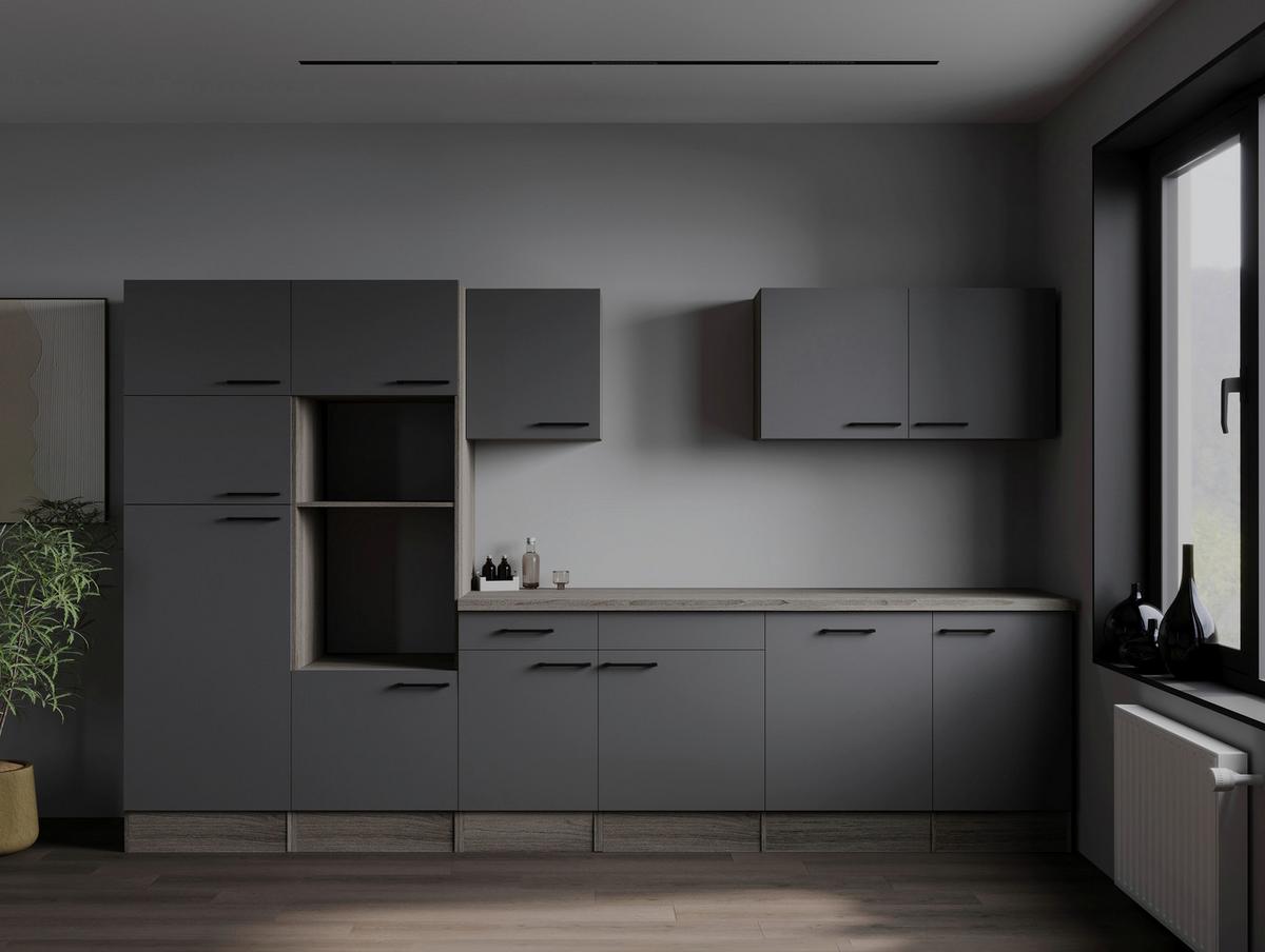 Kuhinjski Blok Brez Aparatov Oliver, 340cm - črna/siva, Design, kovina/leseni material (340cm) - Respekta