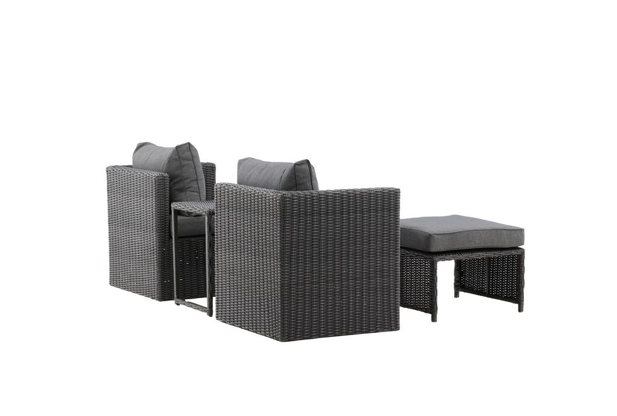 GARTENSET QUAD - Schwarz/Grau, KONVENTIONELL, Kunststoff/Metall - Gardenson