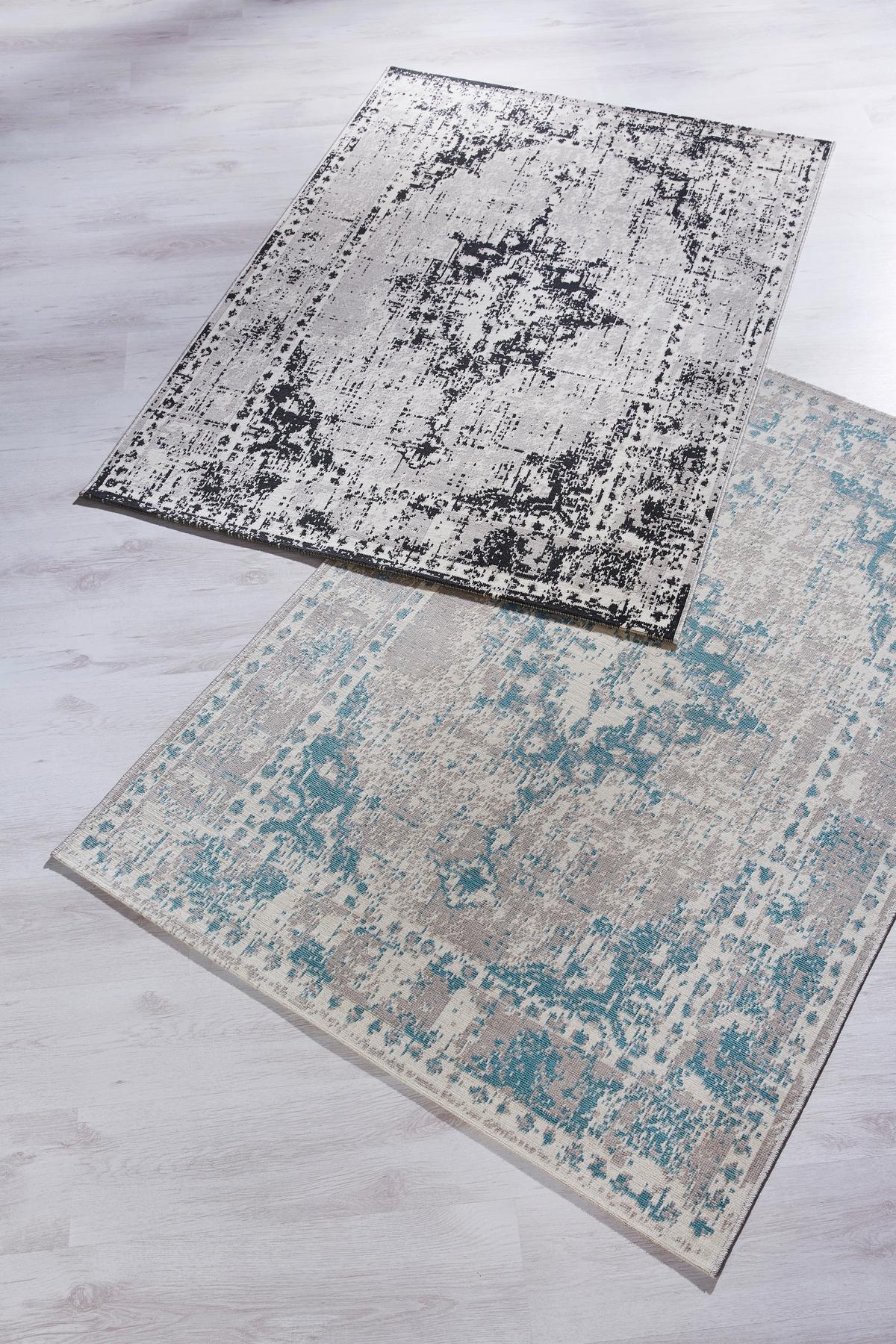 Webteppich YORK in Türkis ca. 60/110cm - Türkis, LIFESTYLE, Textil (60/110cm) - Modern Living