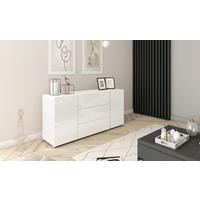 Komoda Berlin, Bela - siva/bela, Design, umetna masa/leseni material (150/68/38,5cm) - MID.YOU