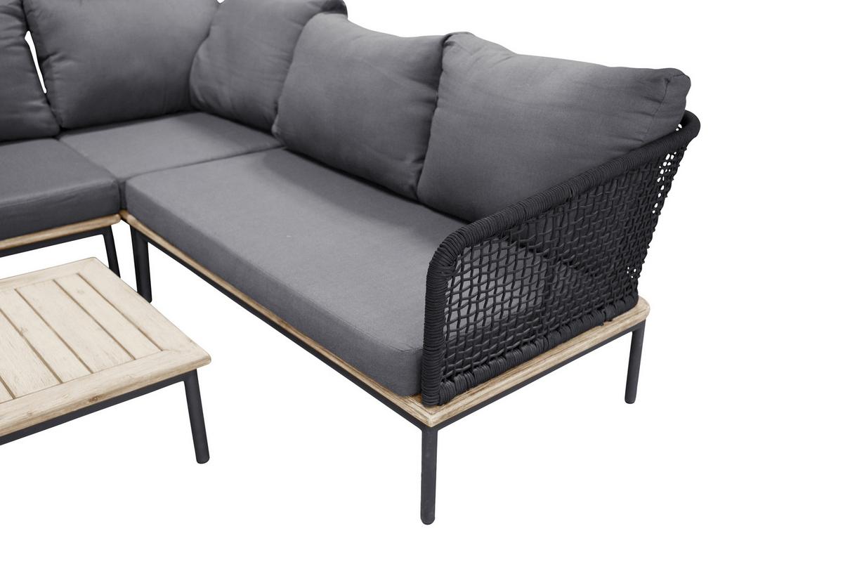Loungegarnitur Andorra ca. 90x60x27 cm Schwarz - Schwarz, KONVENTIONELL, Kunststoff (90/60/27cm) - Gardenson