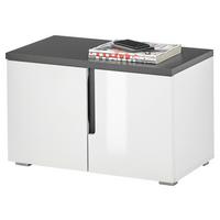 ŁAWKA Z PÓŁKĄ NA BUTY BOSTON - biały wysoki połysk/antracytowy, Design, materiał drewnopochodny/tworzywo sztuczne (70/44/38cm) - MID.YOU