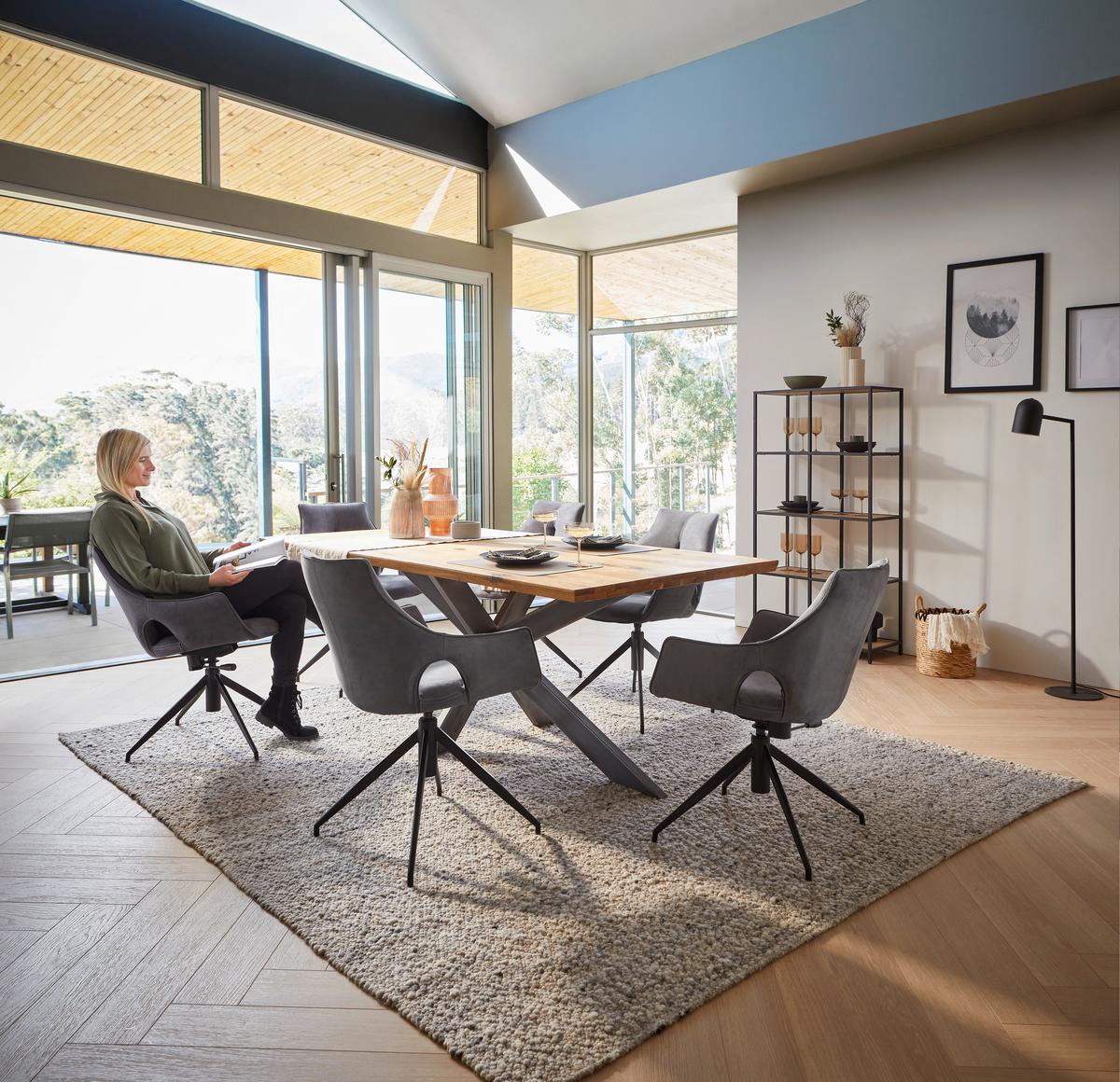 STÓŁ DO JADALNI SPIDER - kolor dębowy/czarny, Design, metal/drewno (200/100/77cm) - Linea Natura