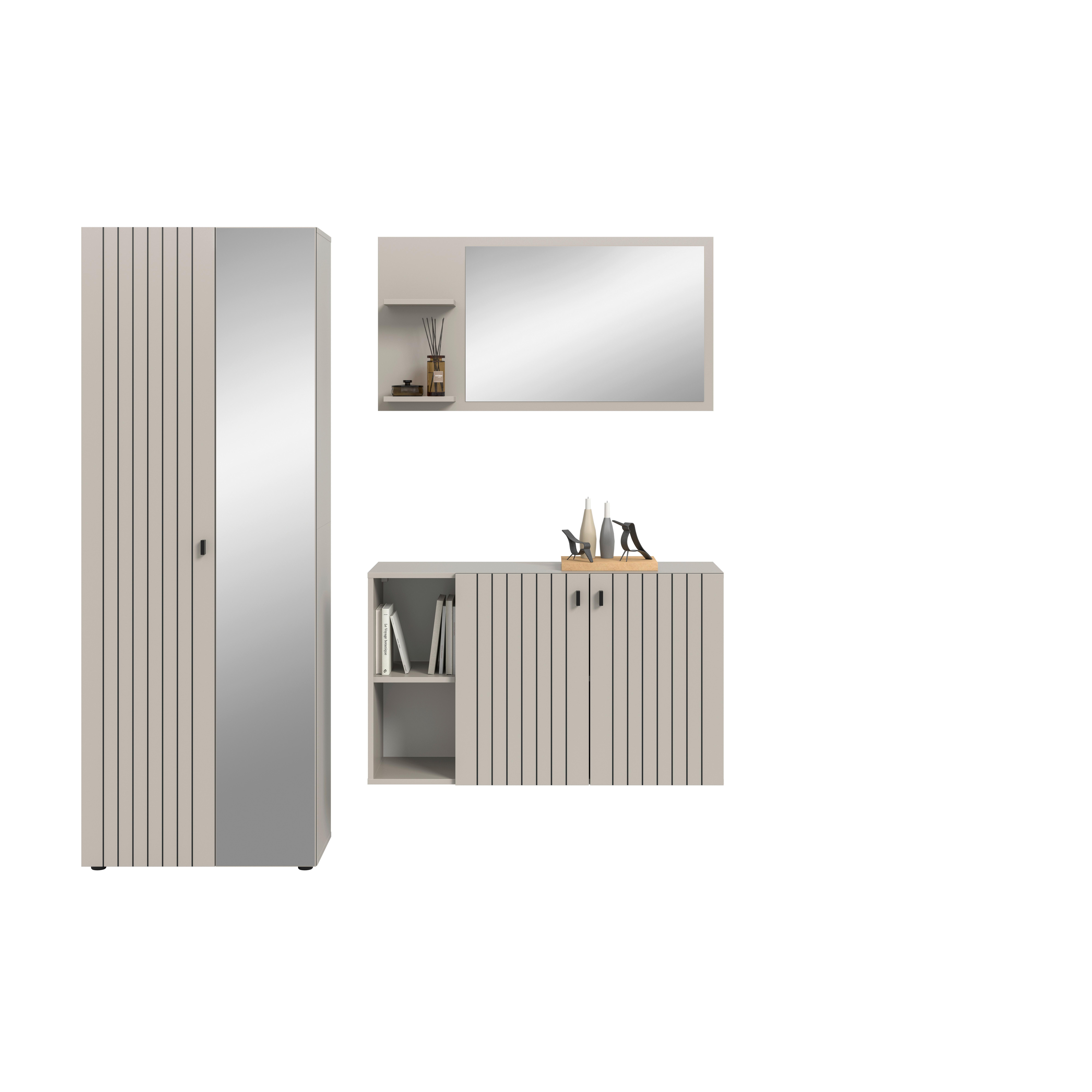 Garderobe Station 3-tlg. Kaschmir - Kaschmir, Design, Holzwerkstoff (191/192/37cm) - MID.YOU