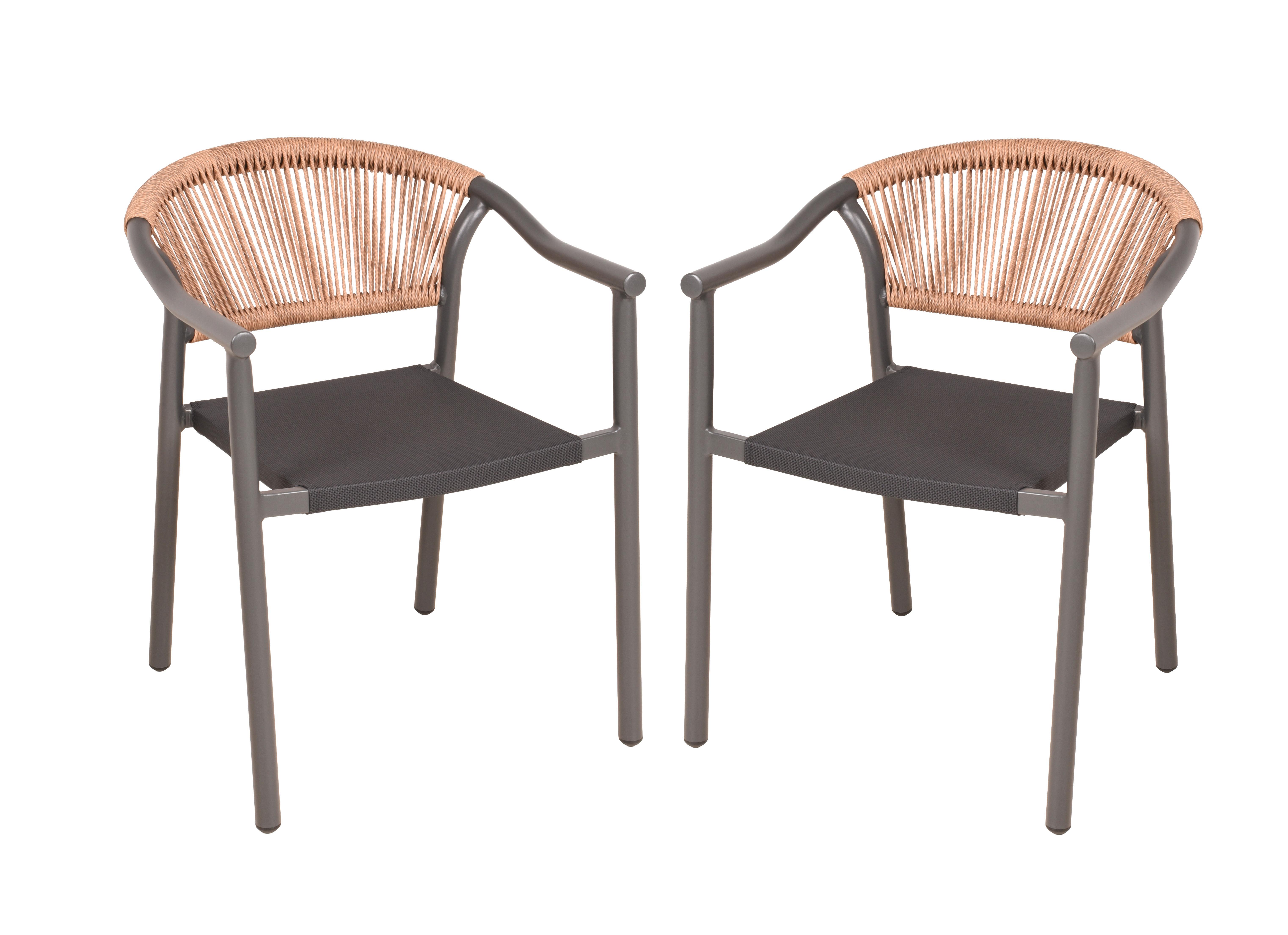 GARTENSTUHL-SET STAPELSTUHL NOVARA, 2ER SET - Anthrazit/Schwarz, MODERN, Kunststoff/Metall (57/75/60,5cm) - Gardenson