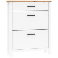 Schuhkipper Sicilia Weiß/Eiche - Silberfarben/Weiß, ROMANTIK / LANDHAUS, Holzwerkstoff/Metall (103/129/45cm) - Mömax