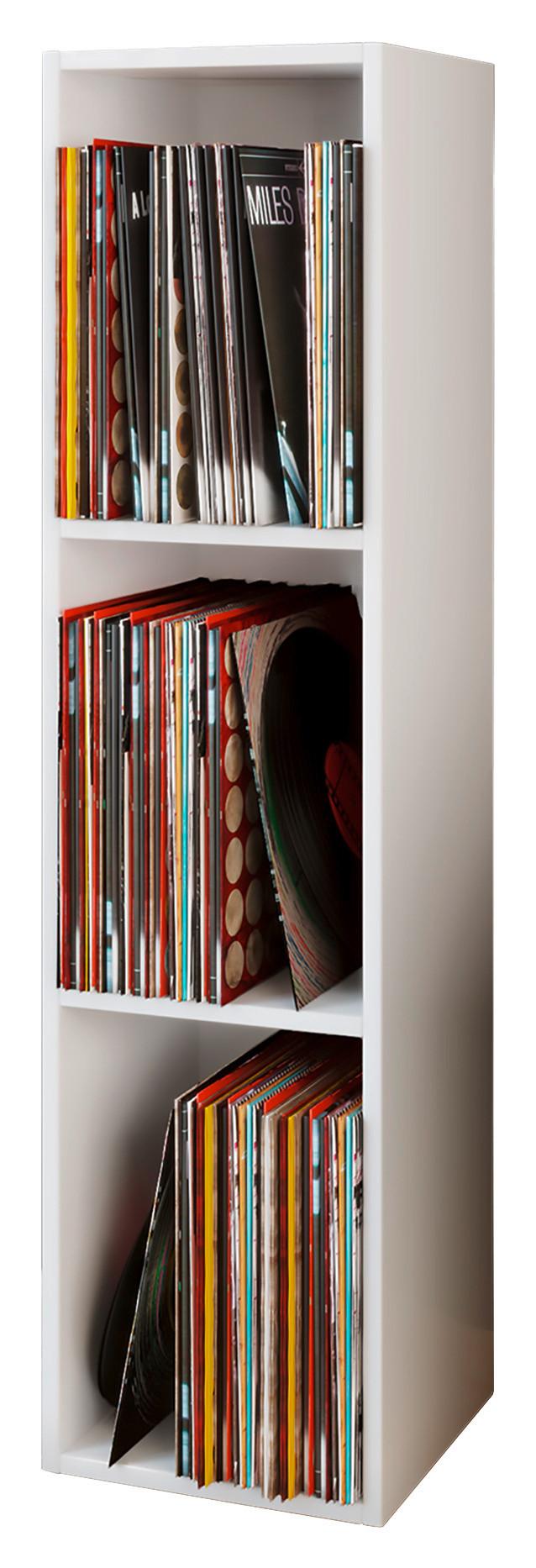 Schallplattenregal Platto in Weiß, B: 34 cm - Weiß, KONVENTIONELL, Holzwerkstoff (34/107/29cm) - MID.YOU