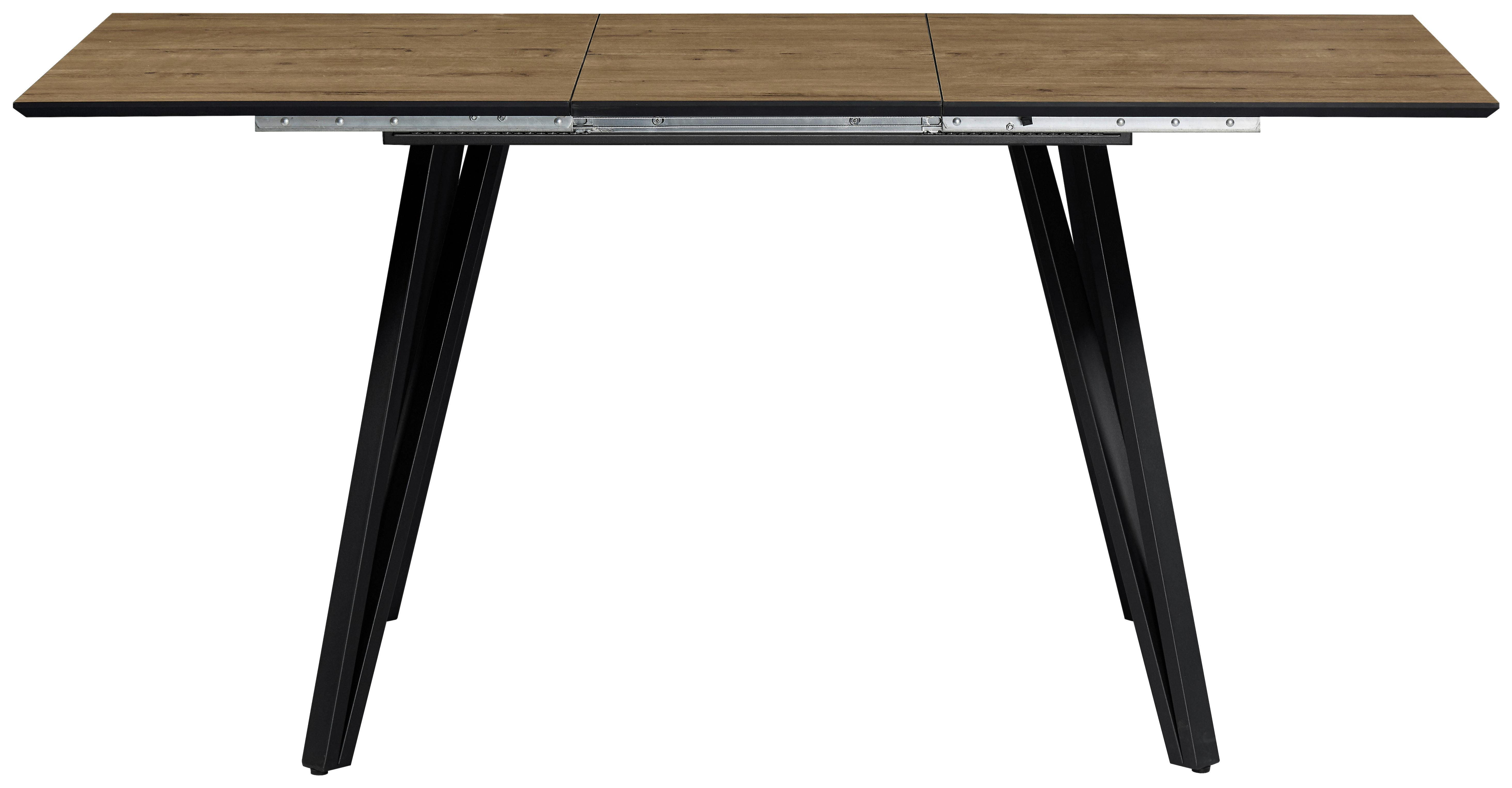 Ausziehtisch Daniel Eichefarben ca.120-160x76x80cm - Eichefarben/Schwarz, MODERN, Holzwerkstoff/Metall (120-160/80/76cm) - Mömax