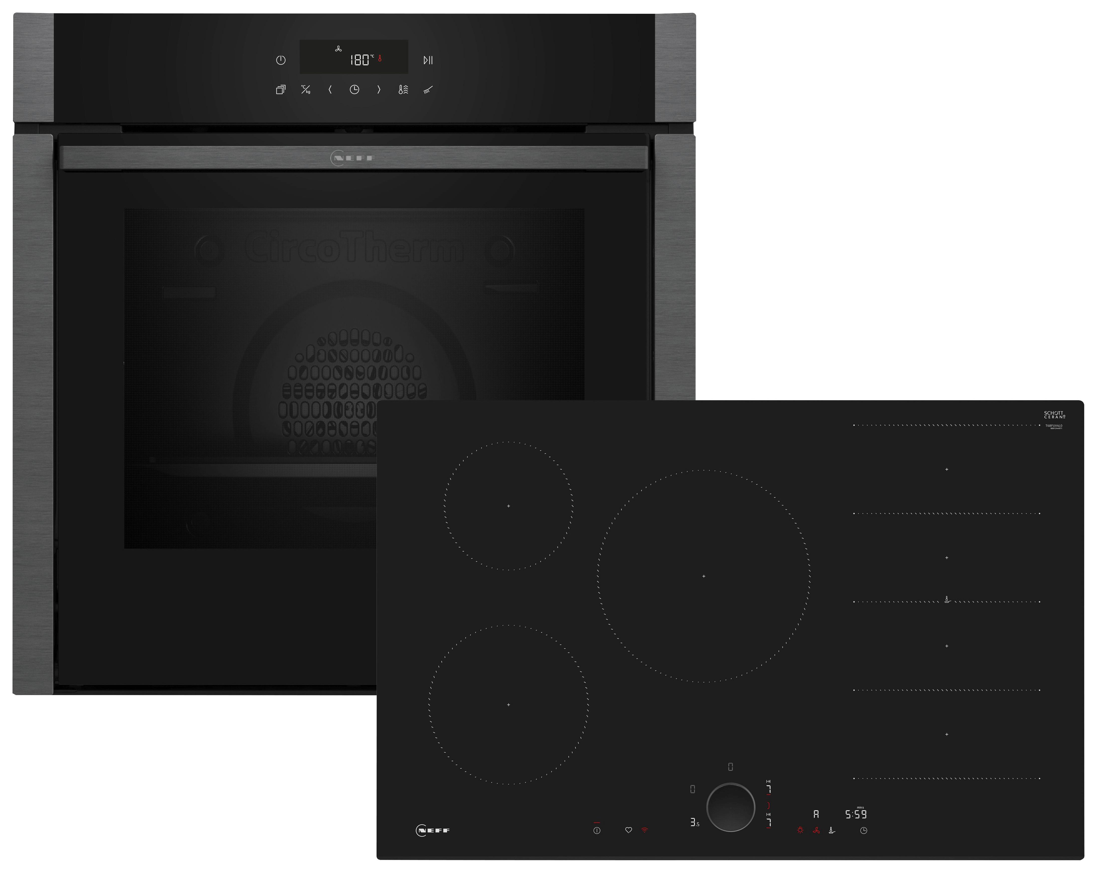 Backofenset 3MIOSH80IT Graphitfarben - Graphitfarben, MODERN, Glas/Metall (59,4/59,5/54,8cm) - Neff