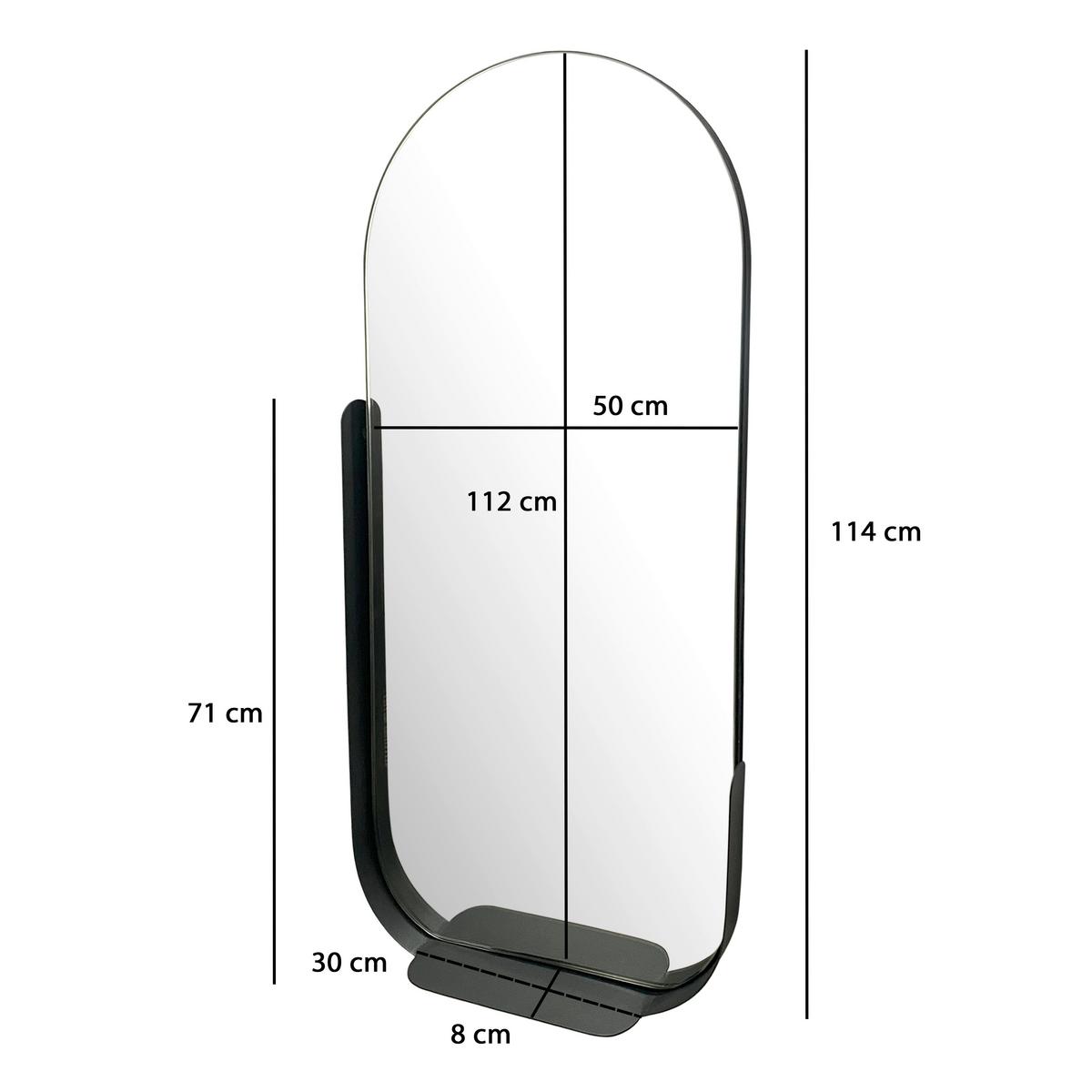 WANDSPIEGEL WL7.305 - Schwarz, Design, Glas/Metall (51/114/8cm) - MID.YOU