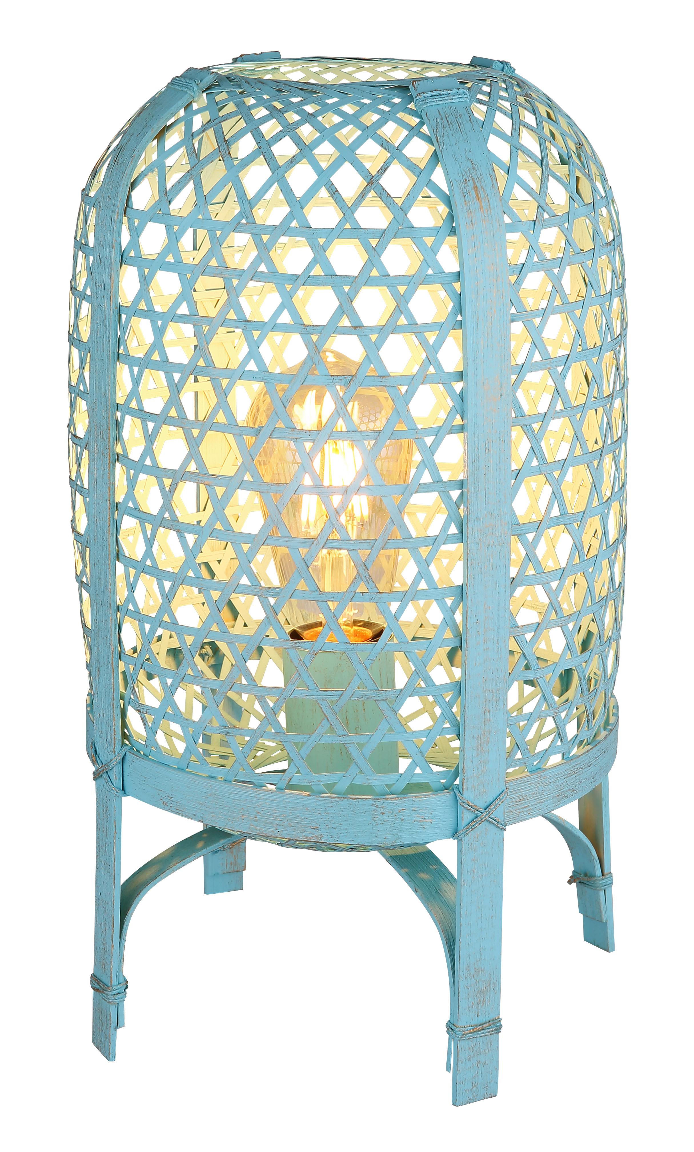 Tischleuchte Cairo Blau max. 60 Watt - Blau, Natur, Naturmaterialien/Metall (22/37cm) - Globo