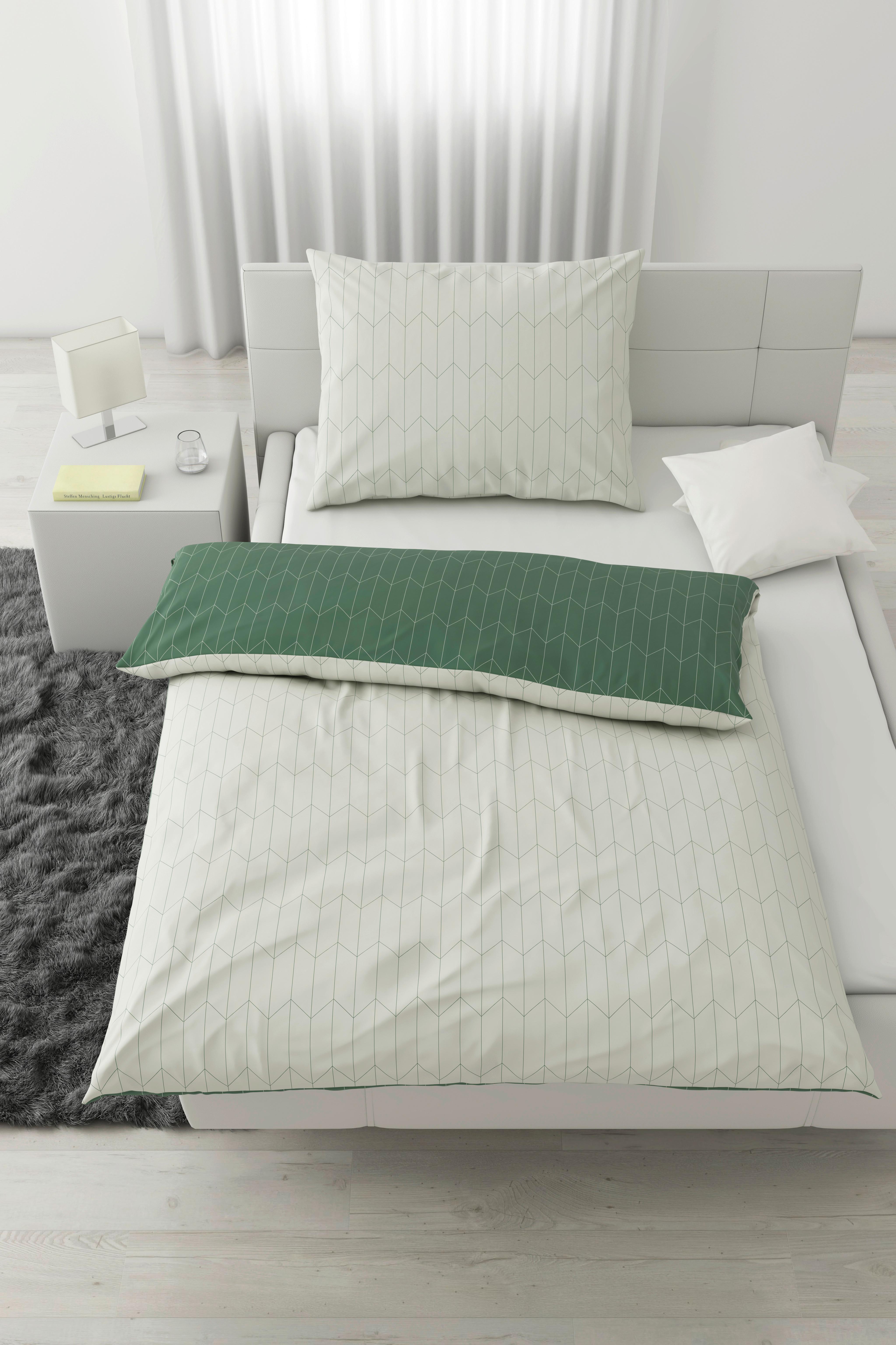 Bettwäsche Tegola in Grün/Natur ca. 160x210cm - Naturfarben/Grün, Modern, Textil (160/210cm) - Modern Living