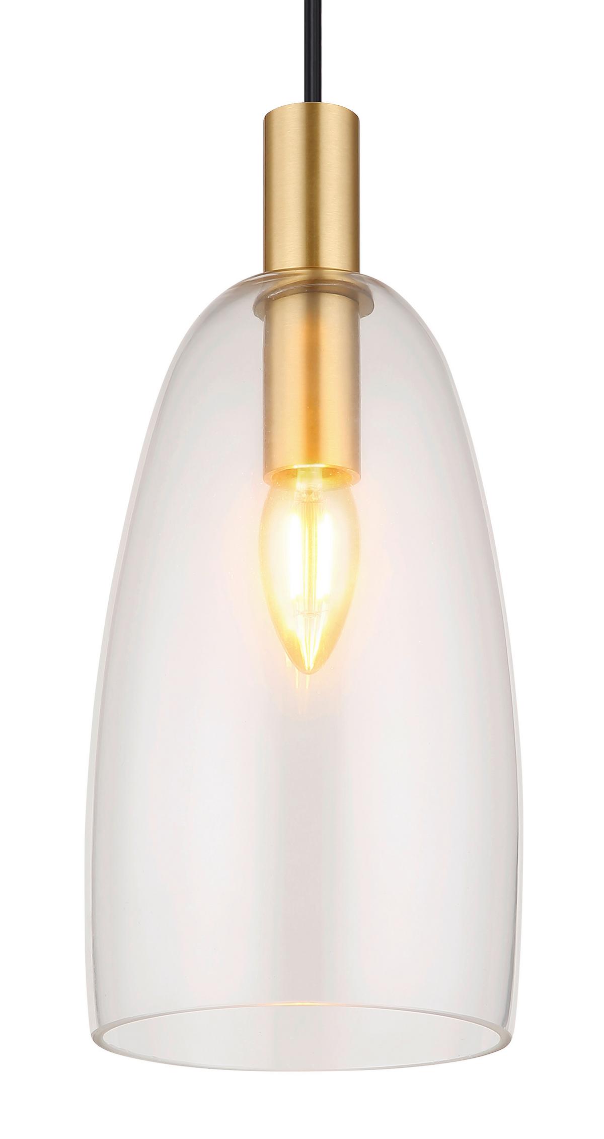 Hängeleuchte Garri max. 40 Watt - Messingfarben, KONVENTIONELL, Glas/Metall (14/120cm) - Globo
