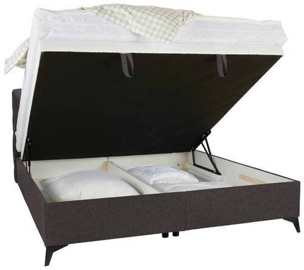 Boxbett in Dunkelbraun ca. 180x200cm - Graubraun/Schwarz, KONVENTIONELL, Holzwerkstoff/Kunststoff (180/200cm) - Mömax