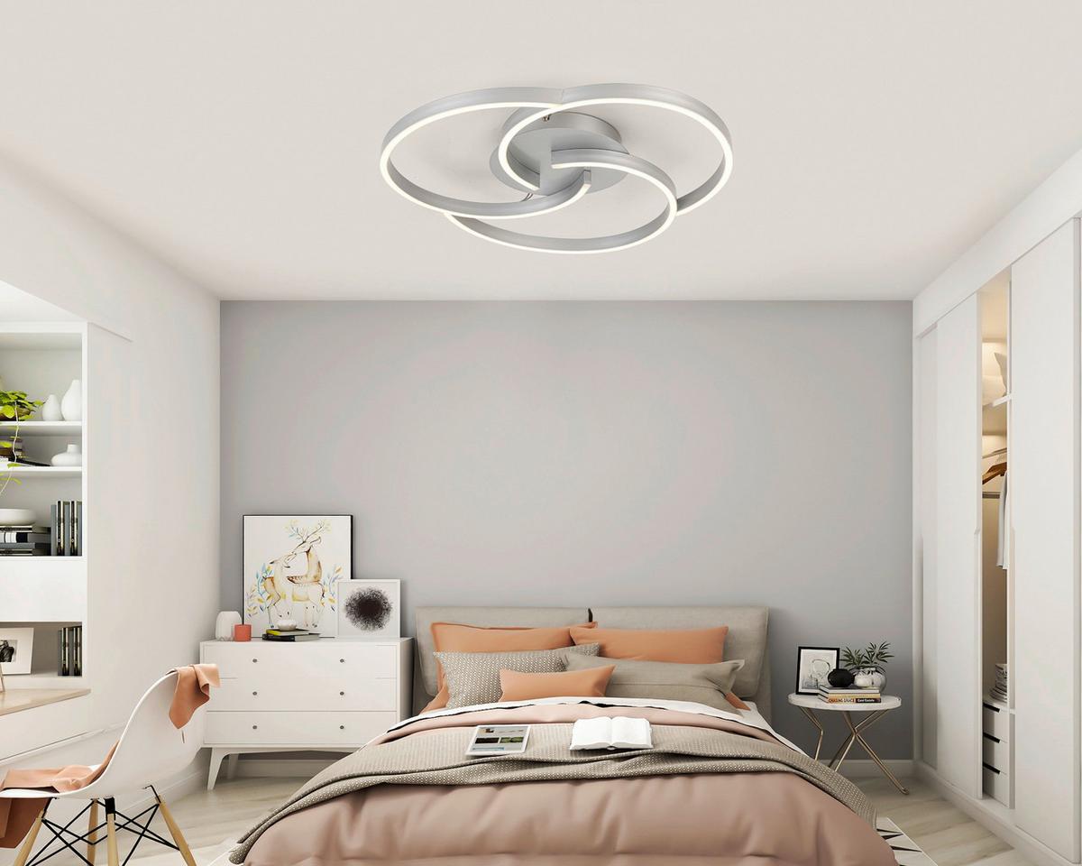 LAMPA SUFITOWA LED KERSTIN - kolor srebrny, Trend, tworzywo sztuczne/metal (50/7,5cm) - Novel