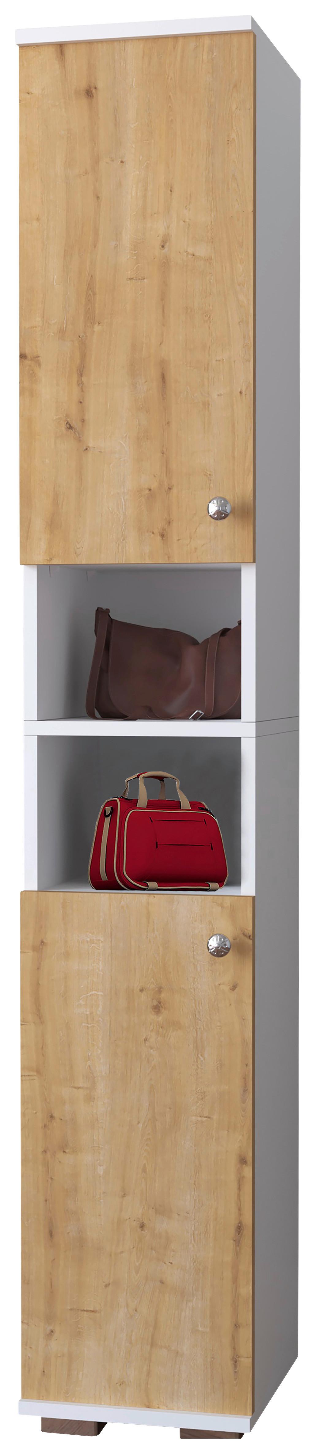 Schuhschrank GADOS Weiß/Honigeiche ca.30x178x33cm - Honigeiche/Anthrazit, MODERN, Holzwerkstoff/Kunststoff (30/178/33cm) - MID.YOU