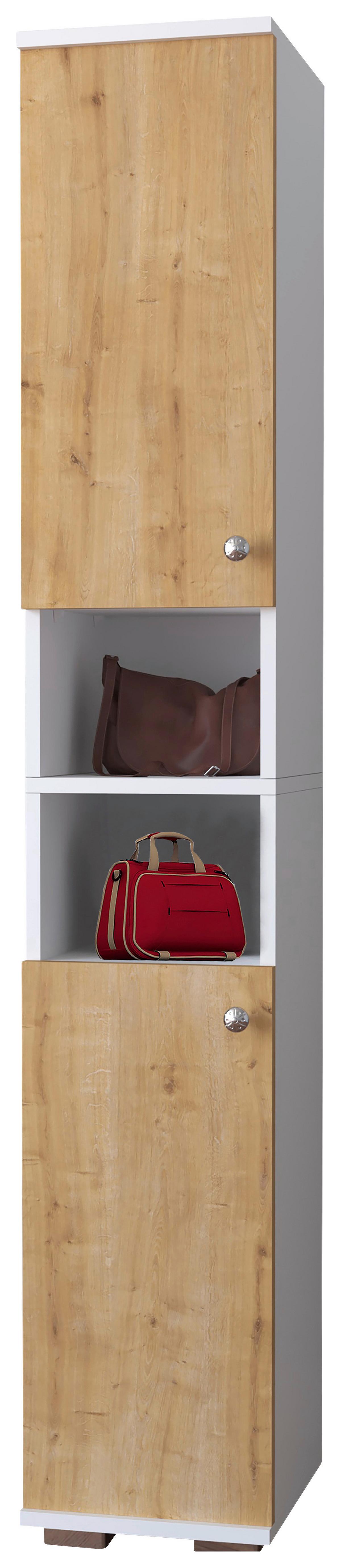 Schuhschrank GADOS Weiß/Honigeiche ca.30x178x33cm - Honigeiche/Anthrazit, MODERN, Holzwerkstoff/Kunststoff (30/178/33cm) - MID.YOU