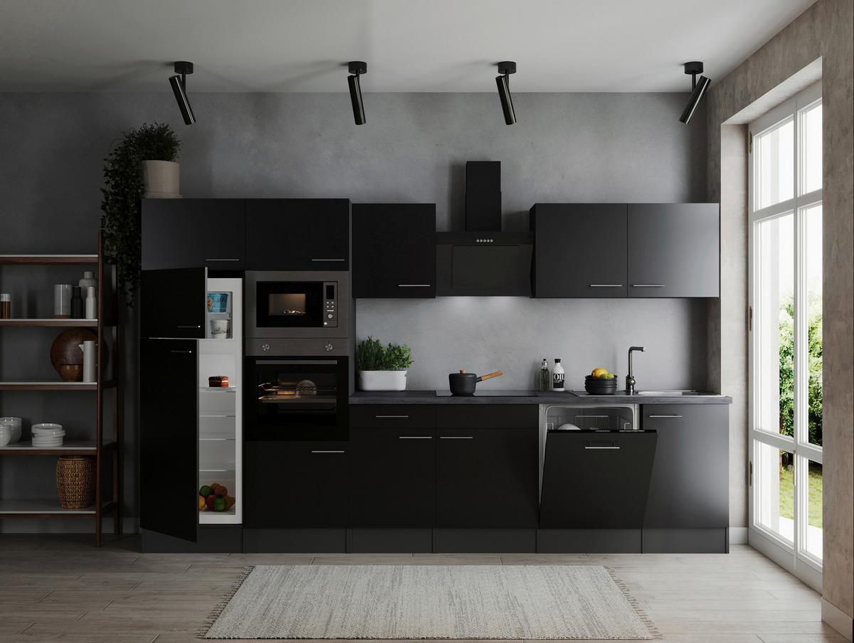 Kuhinjski Blok Z Aparati Oliver, 340cm - srebrne barve/črna, Design, kovina/leseni material (340cm) - Respekta