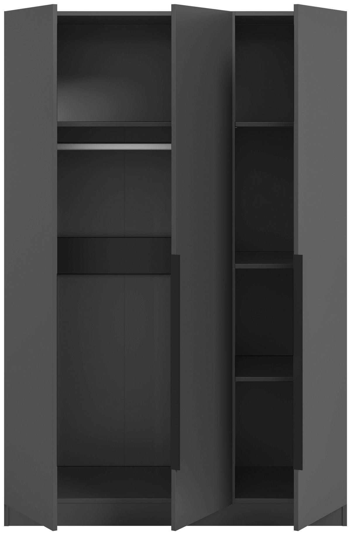 Drehtürenschrank KOPENHAGEN ca.120x181x52cm Anthrazit - Anthrazit/Schwarz, MODERN, Holzwerkstoff/Kunststoff (120/181/52cm) - MID.YOU