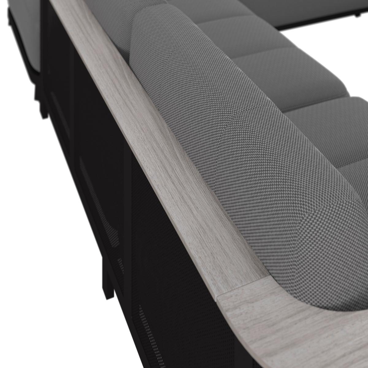 Loungegarnitur Mara Dunkelgrau Metall/Outdoorstoff +Abdeckung - Dunkelgrau/Schwarz, MODERN, Kunststoff/Textil (186/61/76,5cm) - Bessagi Garden