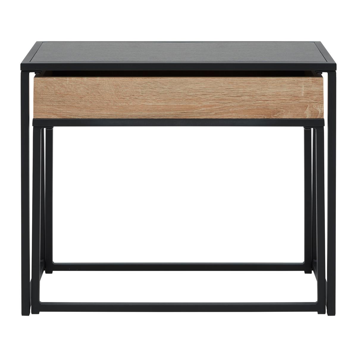 Couchtisch Ani Schwarz/ Eichefarben MDF mit Stauraum - Eichefarben/Schwarz, MODERN, Holzwerkstoff/Metall (60/30/48cm) - Bessagi Home