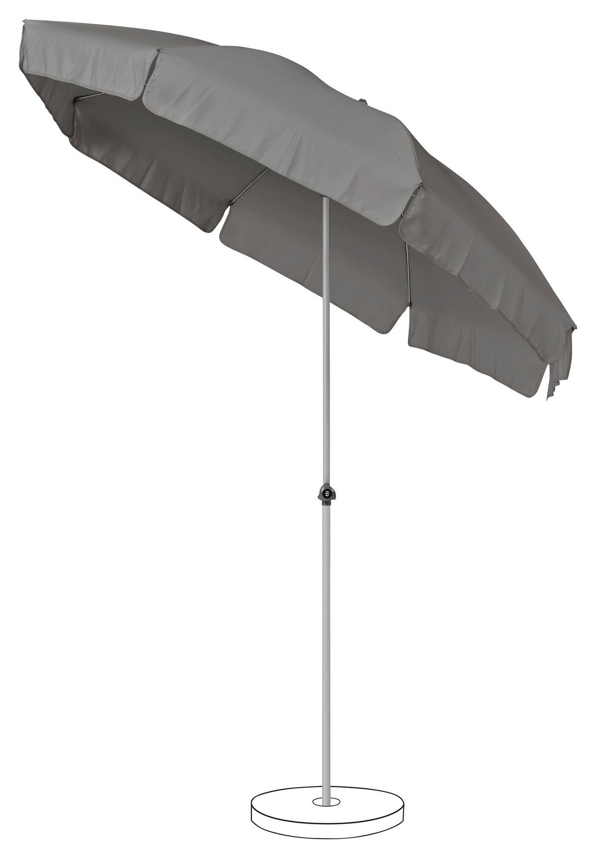 Sonnenschirm Siesta Dunkelgrau Ø ca. 200cm - Dunkelgrau/Silberfarben, Basics, Kunststoff/Metall (200cm) - Suncomfort by Glatz