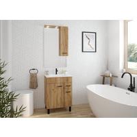 Mobilier de baie Catania - alb/culoare lemn stejar, Modern, ceramică/material pe bază de lemn (60/197/46cm) - Mömax